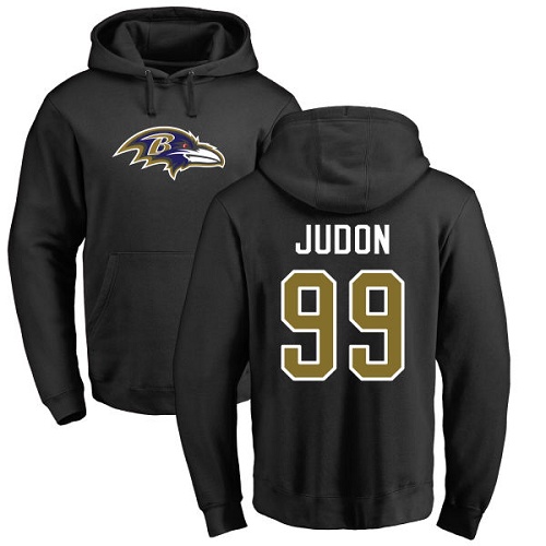 Men Baltimore Ravens Black Matt Judon Name and Number Logo NFL Football #99 Pullover Hoodie Sweatshirt